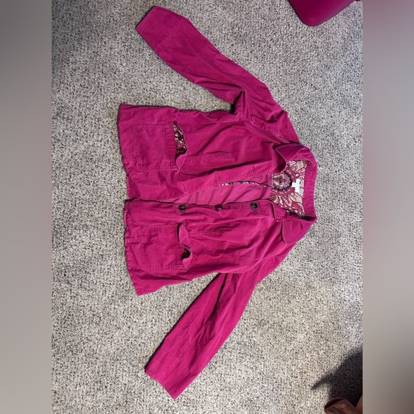 Women’s Charter Club Pink Corduroy Button Up Jacket - Picture 1 of 4